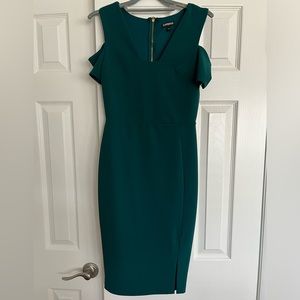 Express Fitted Open Shoulder Teal Dress (size 4)